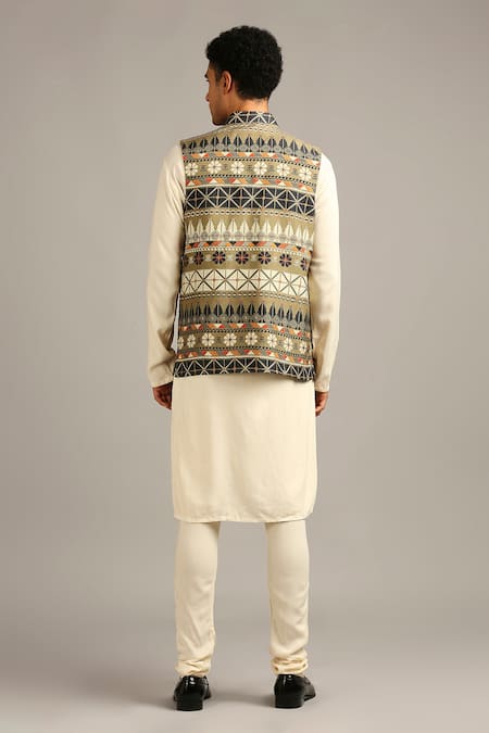 Soup By Sougat Paul Silk Printed Bundi & Jacket Set