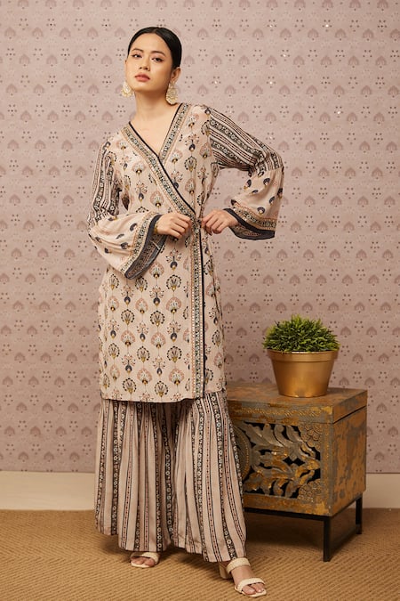 Soup by Sougat Paul Sarouk Print Angrakha Kurta & Palazzo Set 