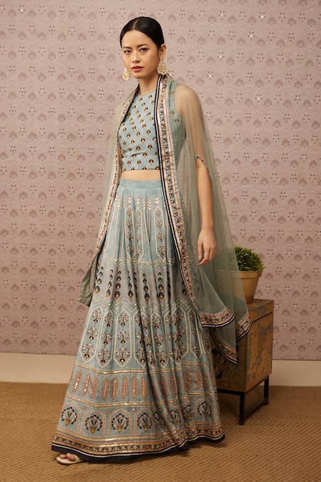 Soup by Sougat Paul Embroidered Cape Lehenga Set 