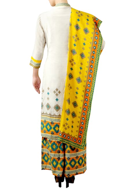 Soup By Sougat Paul Off-white & yellow printed kurta set 