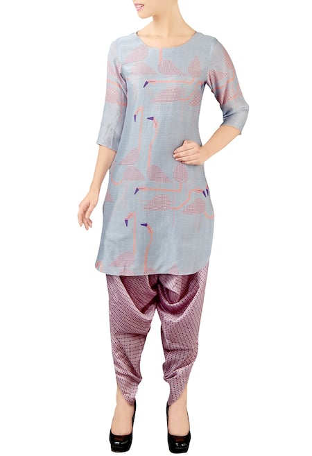 Soup by Sougat Paul Grey And Pink Printed Kurta Set  