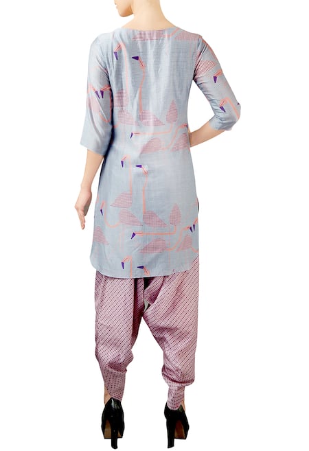 Soup By Sougat Paul Grey & pink printed kurta set 