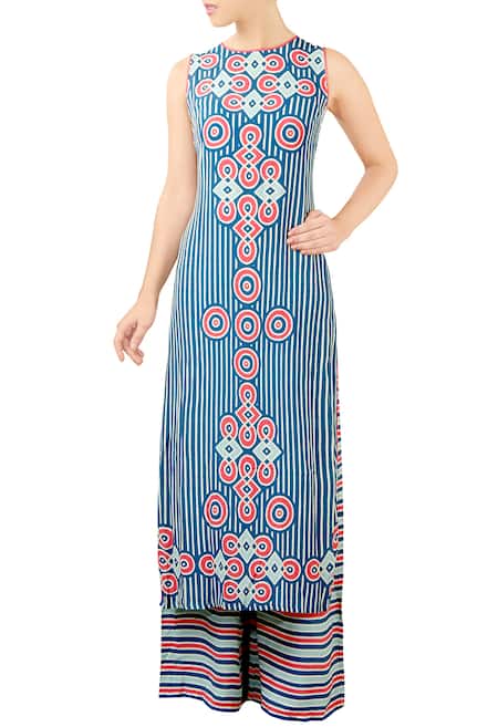 Soup By Sougat Paul Blue geometric print kurta set 