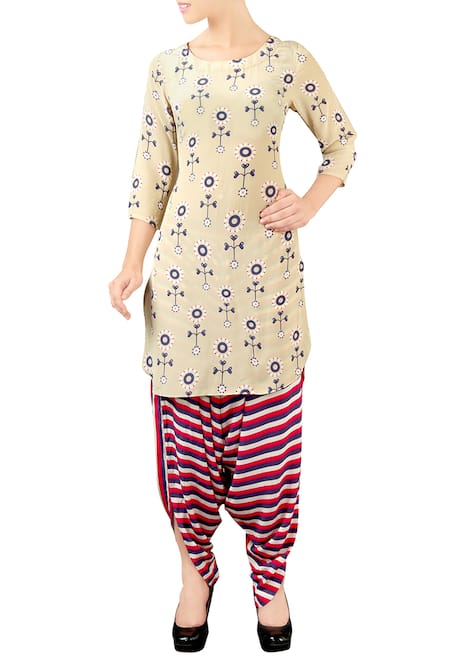 Soup by Sougat Paul Creme & red printed kurta set 