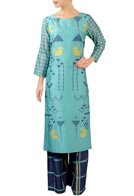 Soup By Sougat Paul Blue printed palazzo kurta set 