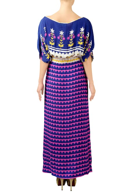 Soup By Sougat Paul Blue & pink printed kaftan dress 