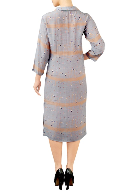 Soup By Sougat Paul Grey flamingo print collared dress 