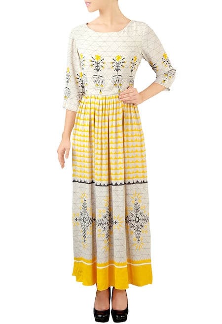 Soup by Sougat Paul White Printed Maxi Dress  