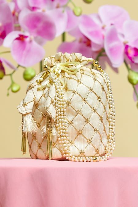 Nazaakat By Samara Singh Geometric Embroidered Potli 