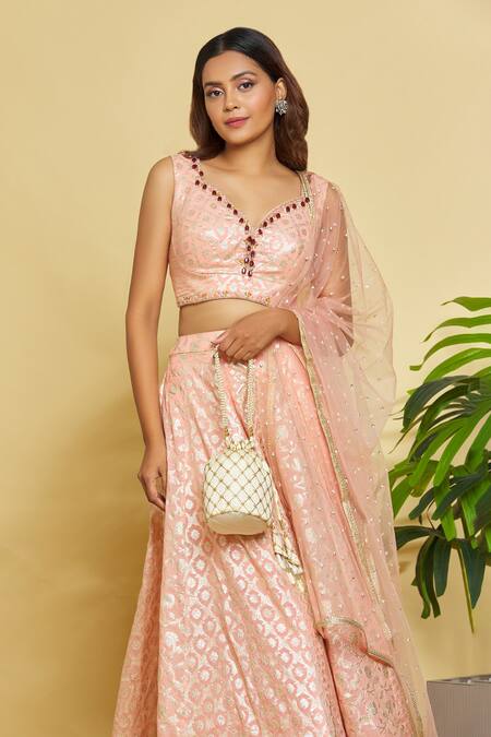 Shop_Nazaakat By Samara Singh_Off White Embroidery Geometric Potli _Online_at_Aza_Fashions