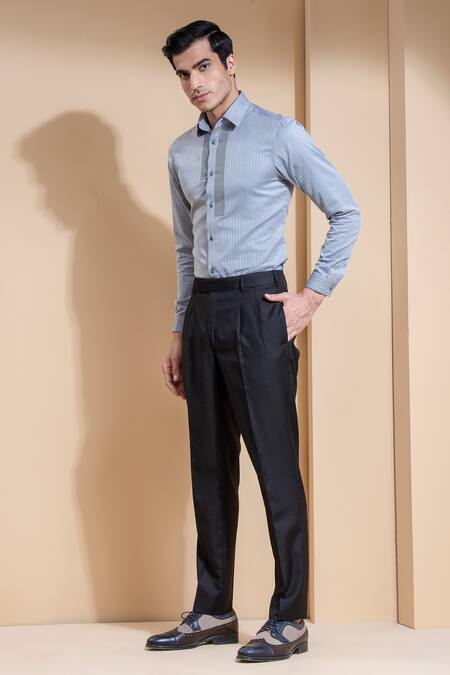 Buy Abkasa Grey Cotton Slim-fit Shirt Online at Aza Fashions Buy_Abkasa_Grey Cotton Slim-fit Shirt _Online_at_Aza_Fashions