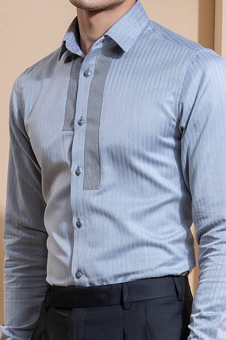 Buy Abkasa Grey Cotton Slim-fit Shirt Buy_Abkasa_Grey Cotton Slim-fit Shirt