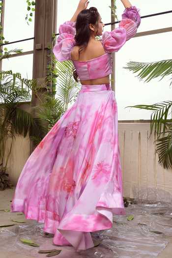 Buy_Suruchi Parakh_Purple Habutai Silk Flared Skirt Set_Online_at_Aza_Fashions