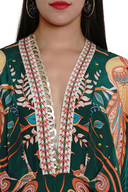 Limerick By Abirr N' Nanki Green Crepe V Neck Printed Flared Jumpsuit at Aza Fashions Limerick By Abirr N' Nanki_Green Crepe V Neck Printed Flared Jumpsuit _at_Aza_Fashions