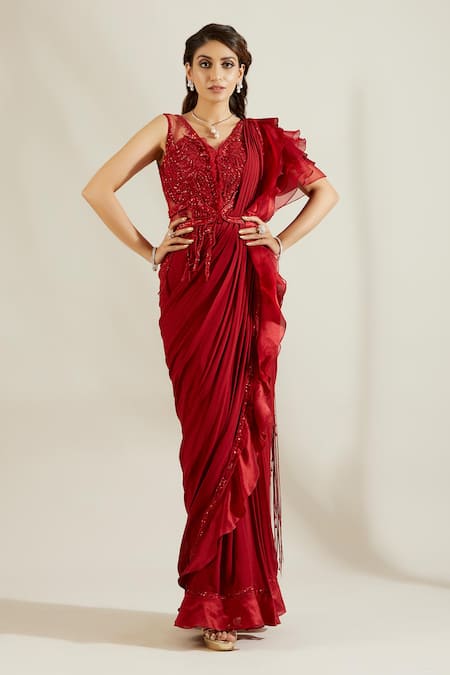 Embellished Saree gown – Kuro Clothing India