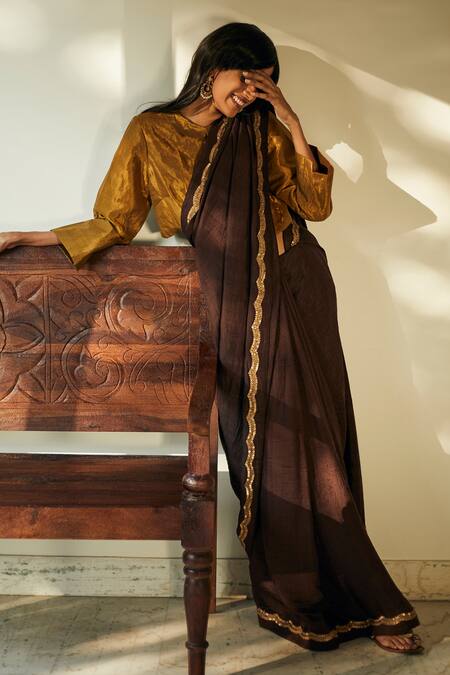 Shorshe Clothing Brown Handloom Silk Saree Online at Aza Fashions Shorshe Clothing_Brown Handloom Silk Saree _Online_at_Aza_Fashions