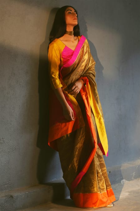 Shorshe Clothing Handloom Tissue Saree with Blouse 