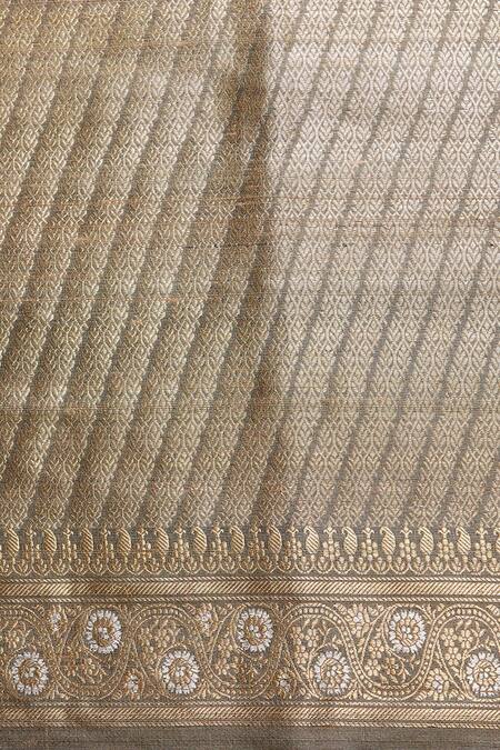 Shop_Weaver Story_Grey Handloom Banarasi Kadhwa Saree _Online_at_Aza_Fashions