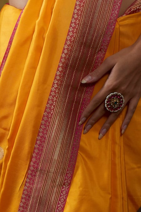 Shop Weaver Story Orange Handloom Katan Silk Banarasi Saree Online at Aza Fashions Shop_Weaver Story_Orange Handloom Katan Silk Banarasi Saree_Online_at_Aza_Fashions