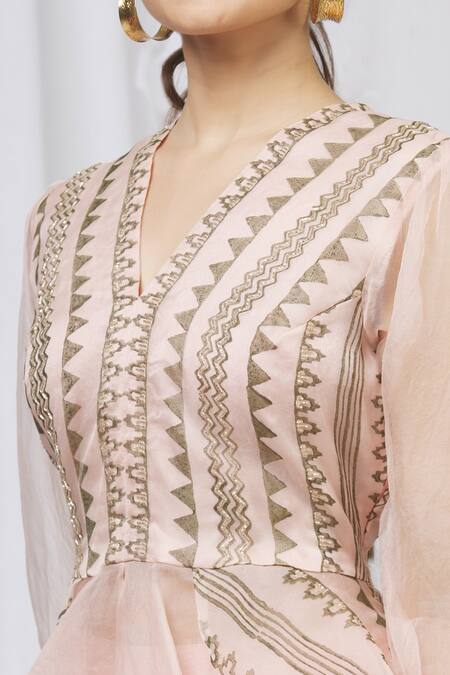 Shruti Ranka Pink , Satin V Neck Pant Set at Aza Fashions Shruti Ranka_Pink , Satin V Neck Pant Set_at_Aza_Fashions