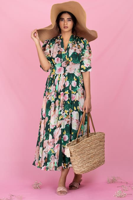 Multicolored floral Dress | Dress, Floral beach dress, Floral dress