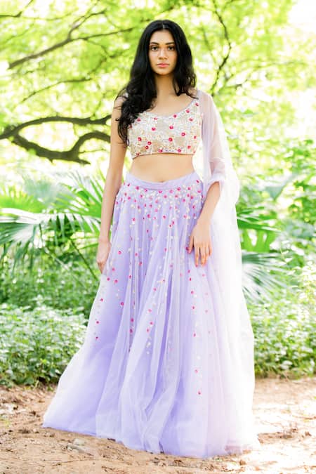 Salt And Spring Botanical Embroidered Lehenga Set 