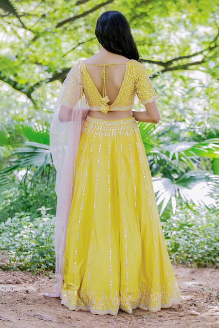 Salt And Spring Mirror Embroidered Lehenga Set 