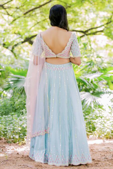 Salt And Spring Chanderi Embroidered Lehenga Set 