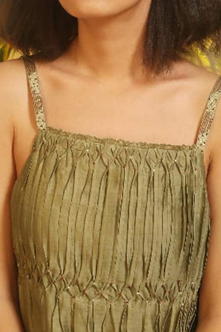 Shop Chokhi Chorri Green Kurta Silk Chanderi Pant Woven Cotton And Palazzo Set Online at Aza Fashions Shop_Chokhi Chorri_Green Kurta Silk Chanderi Pant Woven Cotton And Palazzo Set _Online_at_Aza_Fashions