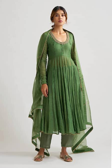 Dot Chanderi Anarkali Set 