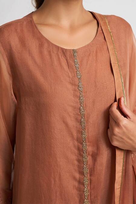 Dot Beige Organza Gota Patti, Thread Work Round Kurta Set Online at Aza Fashions Dot_Beige Organza Gota Patti, Thread Work Round Kurta Set _Online_at_Aza_Fashions