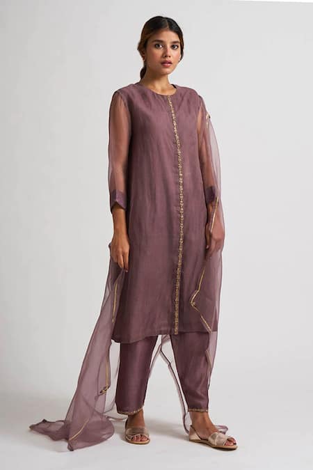 Shop Dot Purple Organza Thread Work Round Kurta Set at Aza Fashions Shop_Dot_Purple Organza Thread Work Round Kurta Set _at_Aza_Fashions