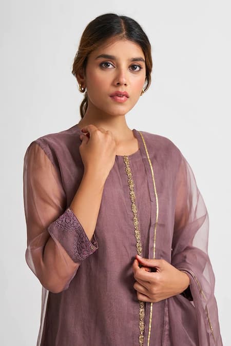 Dot Purple Organza Thread Work Round Kurta Set Online at Aza Fashions Dot_Purple Organza Thread Work Round Kurta Set _Online_at_Aza_Fashions