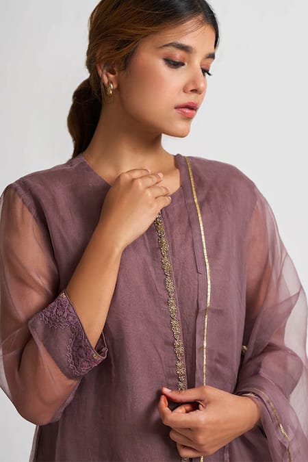 Buy Dot Purple Organza Thread Work Round Kurta Set Online at Aza Fashions Buy_Dot_Purple Organza Thread Work Round Kurta Set _Online_at_Aza_Fashions