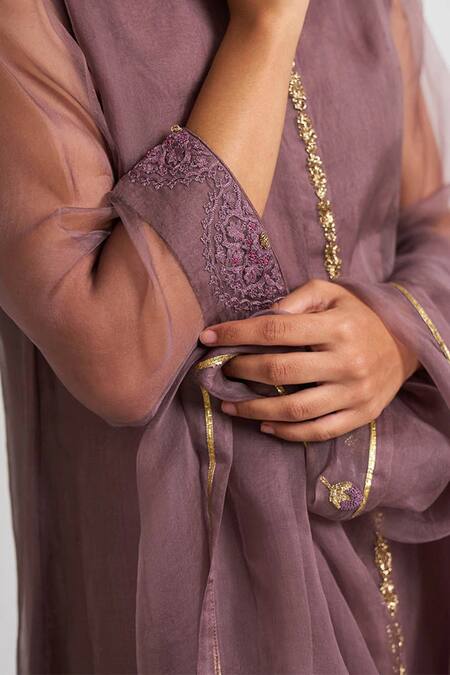 Shop Dot Purple Organza Thread Work Round Kurta Set Online at Aza Fashions Shop_Dot_Purple Organza Thread Work Round Kurta Set _Online_at_Aza_Fashions