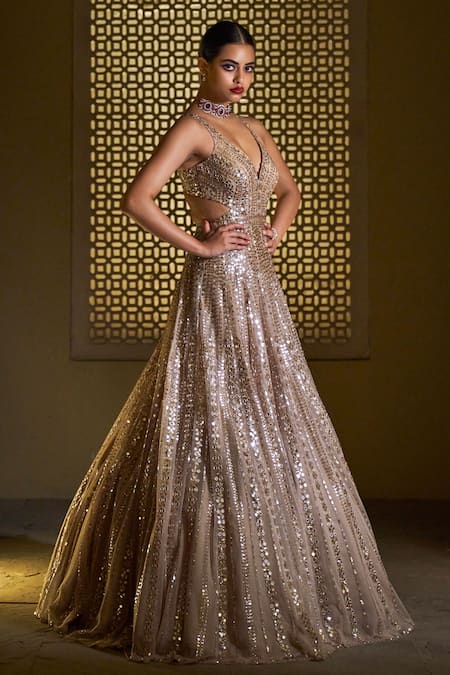 Elie Saab Gold Beaded Gown- District 5 Boutique