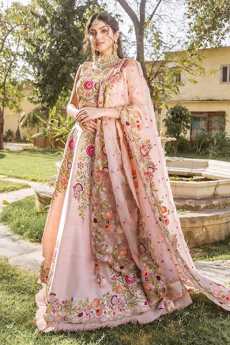 Buy Floral Printed Lehenga - Ravishing Light Pink Art Silk Lehenga –  Empress Clothing