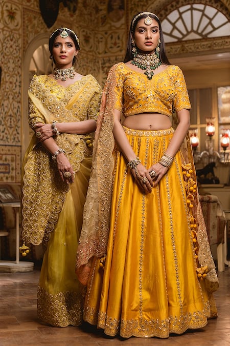 Buy Surbhi Shah Red Silk, Organza Floral Motifs V Neck Embroidered Bridal Lehenga Set Online at Aza Fashions Buy_Surbhi Shah_Red Silk, Organza Floral Motifs V Neck Embroidered Bridal Lehenga Set _Online_at_Aza_Fashions