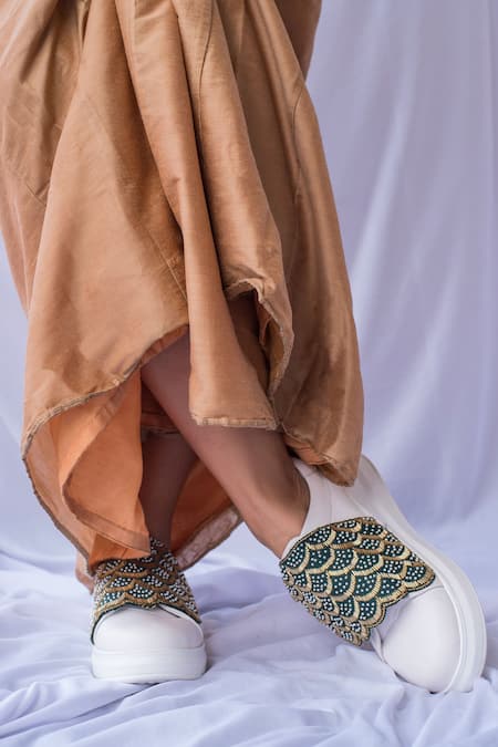 The Saree Sneakers Embellished Flap Sneakers 