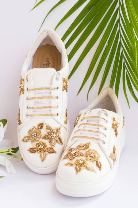 Embellished white clearance sneakers