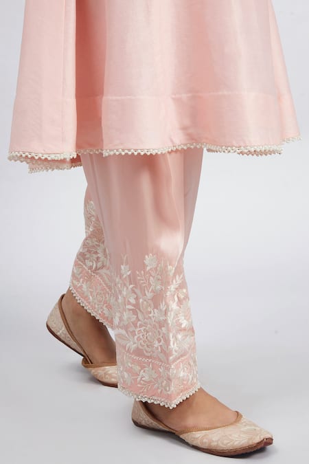 Shop_Sheetal Batra_Pink Kurta Chanderi  Salwar Bamber Satin Dupatta Kaina Set _Online_at_Aza_Fashions