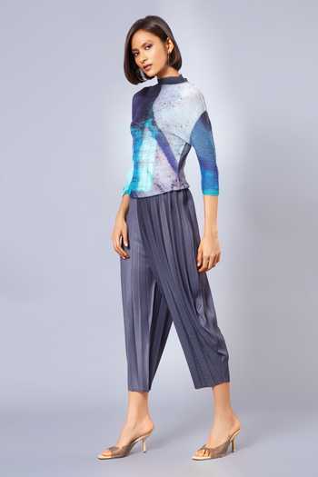 Scarlet Sage Grey Pleated Dhoti Pants 