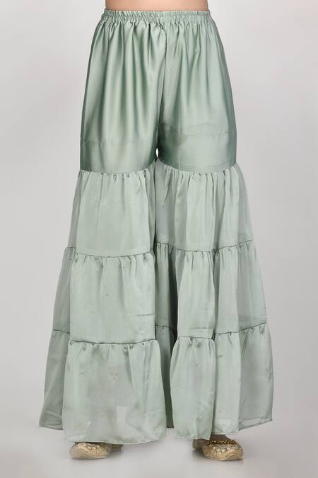 Shop_Naintara Bajaj_Green Top Embroidered Jacket And Sharara Set_Online_at_Aza_Fashions