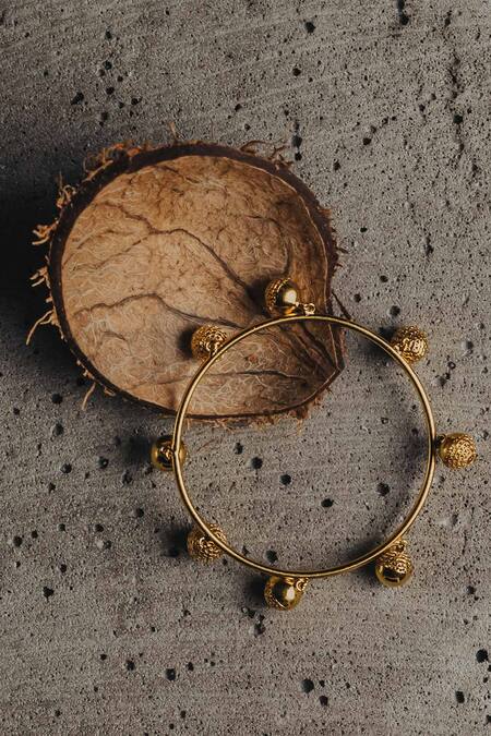 Buy_The Slow Studio_Gold Plated Handcrafted Filigree Bangle _Online_at_Aza_Fashions