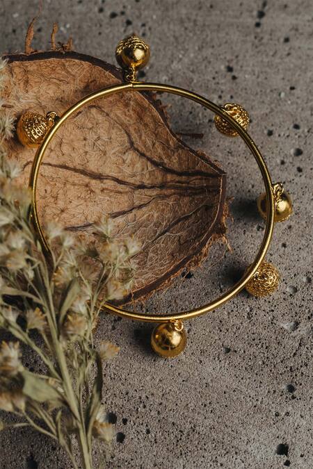 Shop_The Slow Studio_Gold Plated Handcrafted Filigree Bangle _Online_at_Aza_Fashions