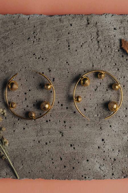 Buy_The Slow Studio_Gold Plated Handcrafted Filigree Hoops _Online_at_Aza_Fashions