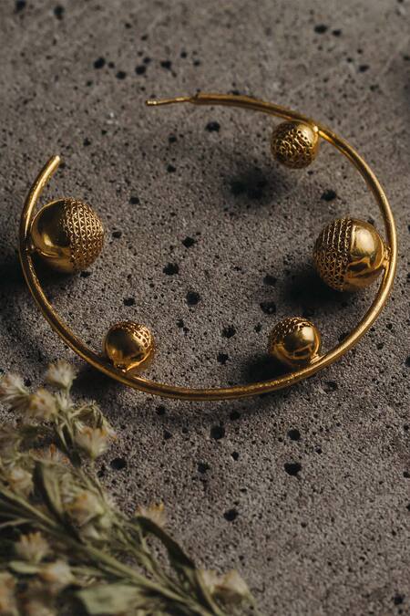 Shop_The Slow Studio_Gold Plated Handcrafted Filigree Hoops _Online_at_Aza_Fashions