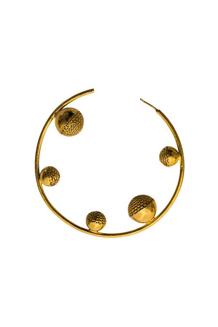 The Slow Studio_Gold Plated Handcrafted Filigree Hoops _at_Aza_Fashions