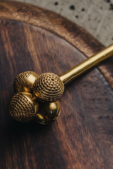 Shop_The Slow Studio_Gold Handcrafted Regent Hair Pin_Online_at_Aza_Fashions