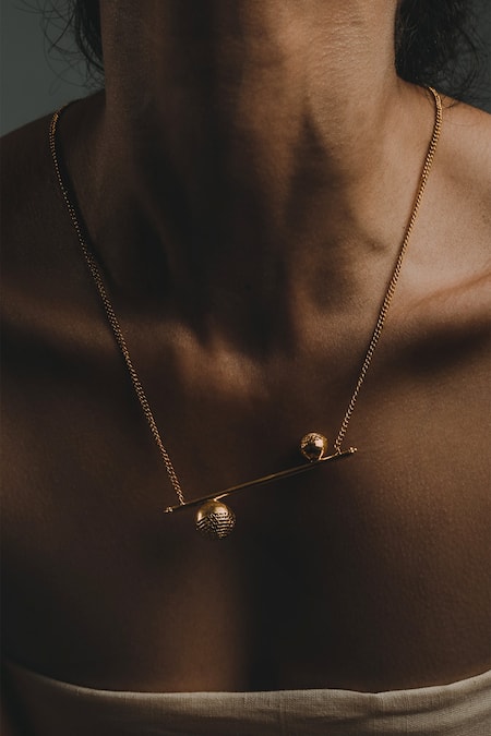 The Slow Studio_Gold Plated Handcrafted Holborn Pendant Necklace _Online_at_Aza_Fashions